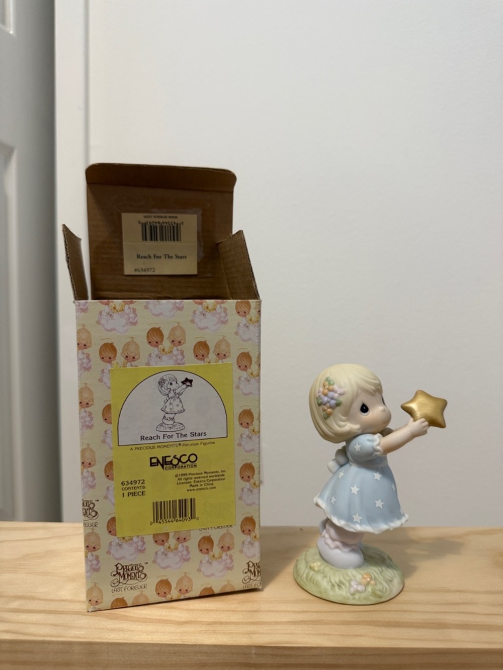Enesco Figurine with Pastel Blue Dress and Gold Star
